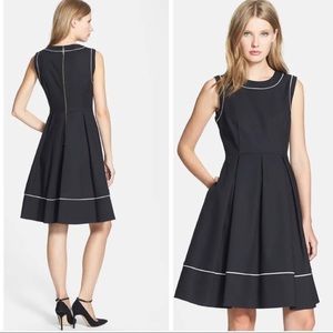 Kate Spade Hope Brighton black & white pleated fit and flare dress, size 8.